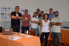 Com colegas da Imprensa no Campeonato Internacional Juvenil de Tênis de Porto Alegre