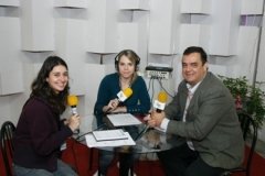 De Zotti com as colegas jornalistas Manoela Machado e Sthefany Sander
