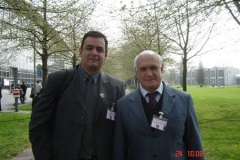 Na Feira de Hannover, com o colega jornalista Lasier Martins, da RBS TV