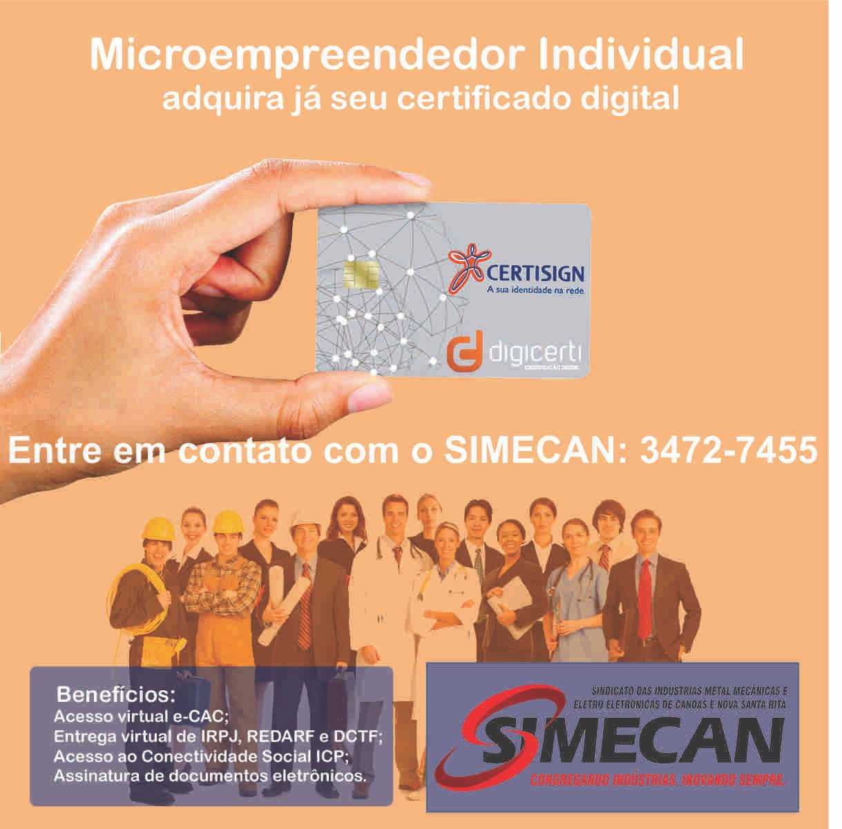 Simecan passa a emitir Certificação Digital em parceria com a Digicerti